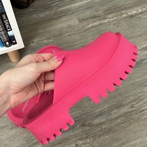 Jeffrey Campbell Pink Platform Clog Mules